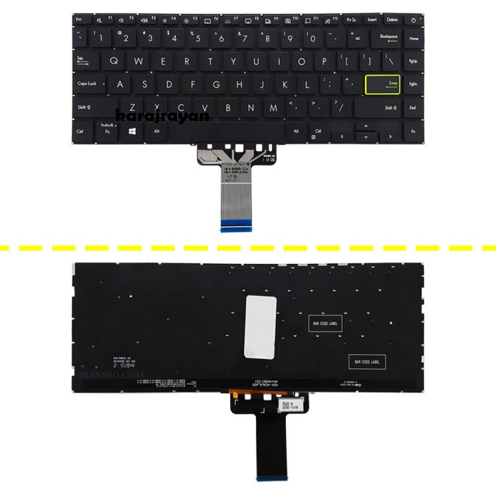 K.B ASUS S433 – اينترکوچک-بدون بک لايت-بدون فريم با کليد پاور